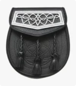 Black Celtic Interweave Plated Leather Sporran