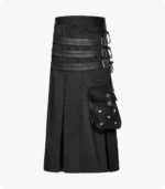 Black Deluxe Gothic Utility Kilt Side