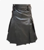 Custom Made Black Leather Fashion Kilt