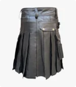 Custom Made Black Leather Fashion Kilt Back