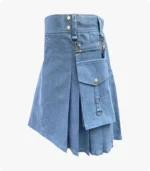 Custom Made Blue Denim Kilt For Mens Side