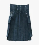 Custom Made New Black Denim kilt Back