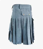 Custom Made Sky Blue Denim Kilt Back