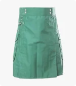 Green Utility Kilt With Cargo Pocket