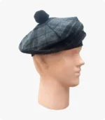 Grey Night Tartan Tam O Shanter Hat Side