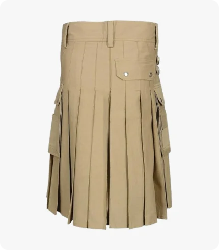 Hand Made Khaki Utility Kilt Back