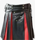 Handmade Black Gladiator Leather Kilt Front