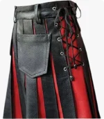 Handmade Black Gladiator Leather Kilt Side