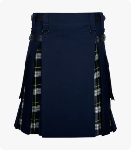 Navy Blue Cotton Dress Gordon Tartan Hybrid Kilt