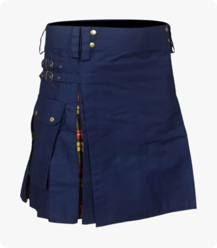 Navy Blue Cotton Hybrid Kilt