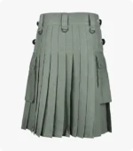 Olive Green Cotton Utility Kilt For Men Back