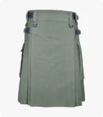 Olive Green Cotton Utility Kilt For Men