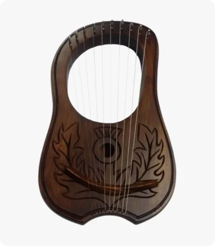 Rosewood 10 Strings Lyre Harp Leaves Designe