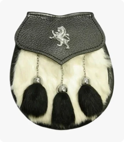 Semi Dress WhiteBlack Rabbit Fur Lion Crest Sporran