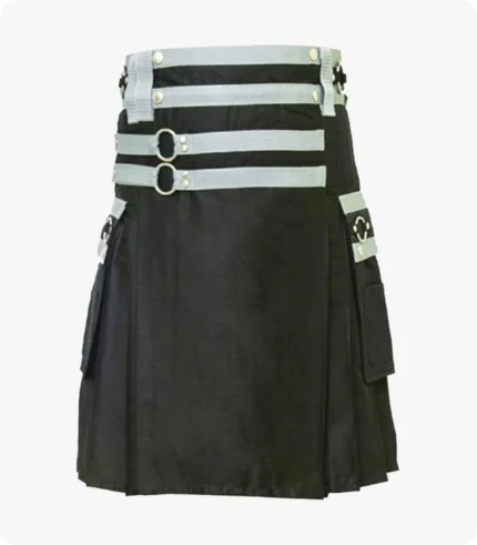 Stylish Black Cargo Utility Kilt