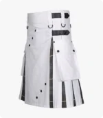 White Cotton Utility Hybrid Kilt Side