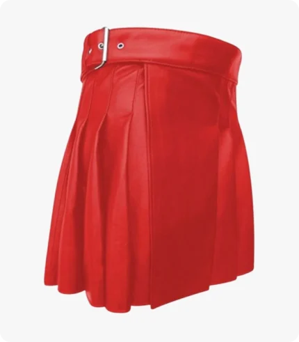 Women Red Leather Kilt