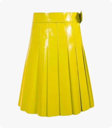 Yellow Leather Modern Women kilt Back