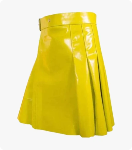 Yellow Leather Modern Women kilt