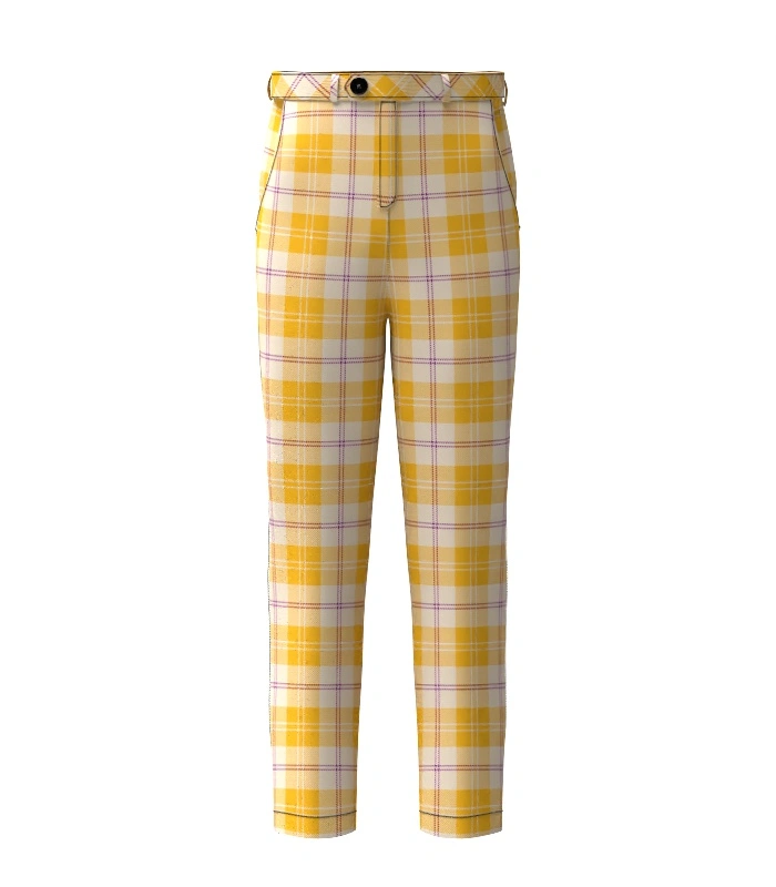 Handmade Ailsa Gold Tartan Trouser Front Handmade Ailsa Gold Tartan Trouser Front