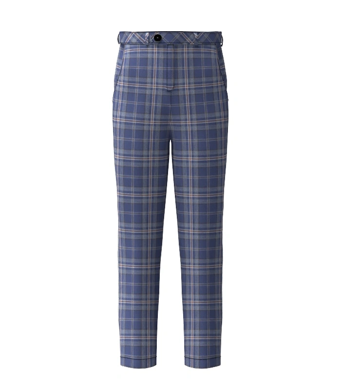 Handmade Arran Mist Tartan Trouser Front Handmade Arran Mist Tartan Trouser Front