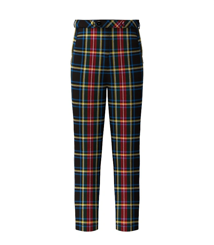 Handmade Black Stewart Tartan Trouser Front Handmade Black Stewart Tartan Trouser Front
