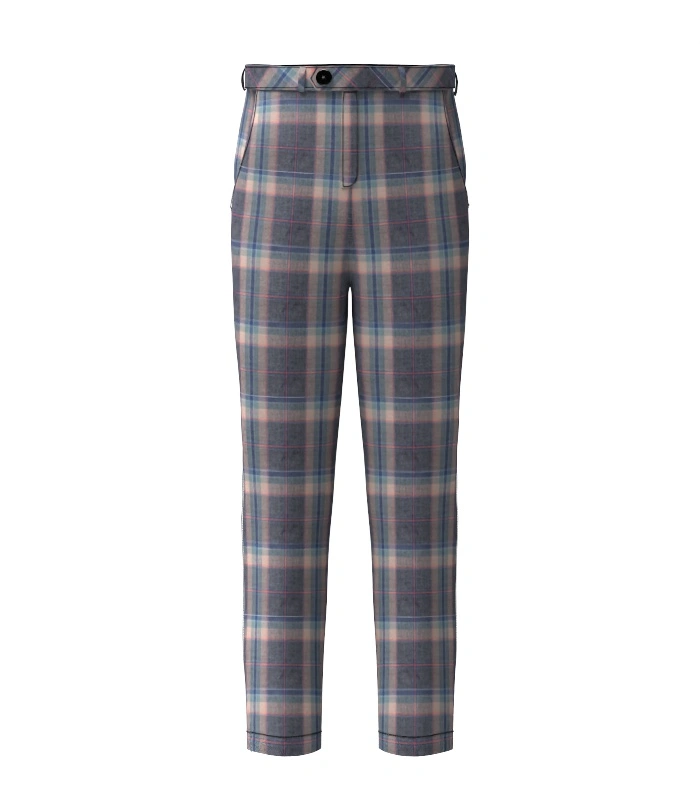 Handmade Harris Mist Tartan Trouser Front Handmade Harris Mist Tartan Trouser Front