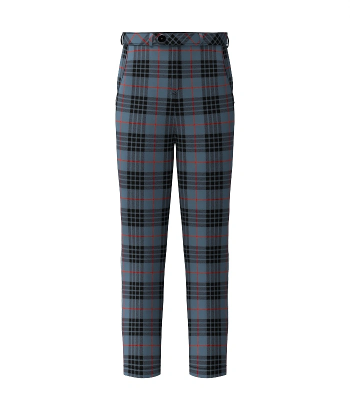 Handmade Mackay Blue Tartan Trouser Front Handmade Mackay Blue Tartan Trouser Front