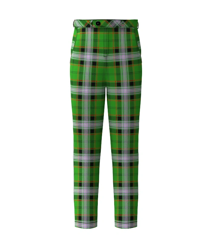 Handmade Moss Tartan Trouser Front Handmade Moss Tartan Trouser Front