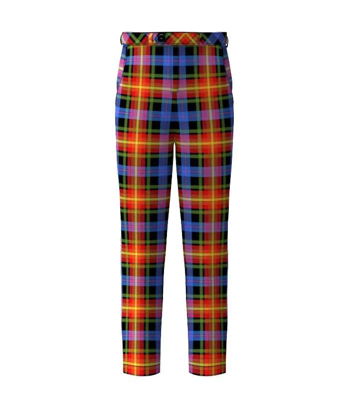 Handmade Pride Of LGBT Tartan Trouser Front Handmade Pride Of LGBT Tartan Trouser Front
