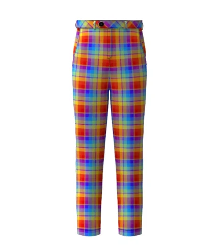 Handmade Rainbow Tartan Trouser Front