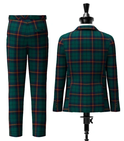 Custom Made Grey Spirit Tartan Suit Back