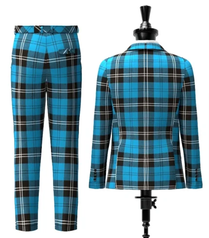 Ramsay Blue Tartan Suit Back