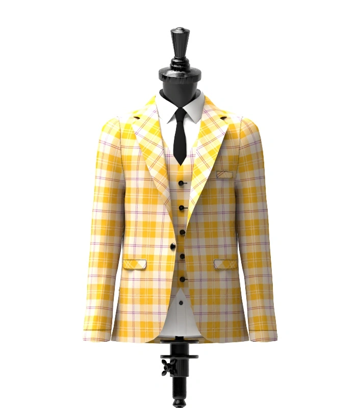 Ailsa Gold Tartan Jacket Front Ailsa Gold Tartan Jacket Front