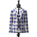 Ailsa Royal Blue Tartan Jacket Front