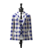 Ailsa Royal Blue Tartan Jacket Front