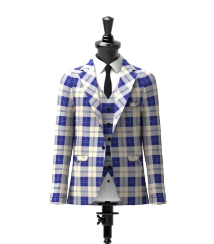 Ailsa Royal Blue Tartan Jacket Front