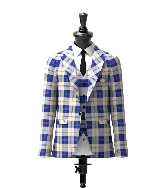 Ailsa Royal Blue Tartan Jacket Front Ailsa Royal Blue Tartan Jacket Front