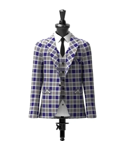 Bannockbane Silver Tartan Jacket Front