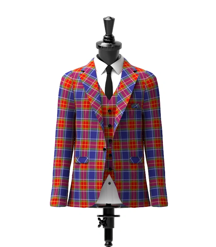 Chinese Scottish Tartan Jacket Front Chinese Scottish Tartan Jacket Front