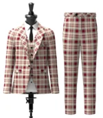 Etive Burgundy Tartan Suit Front