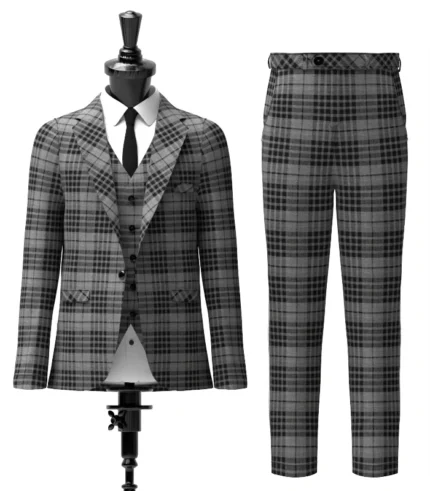 Grey Watch Tartan Suit Front