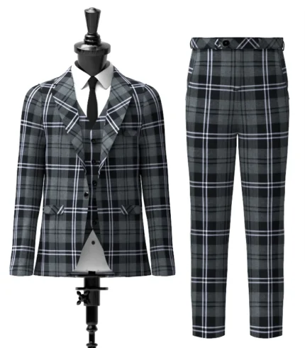 Hamilton Grey Tartan Suit Front