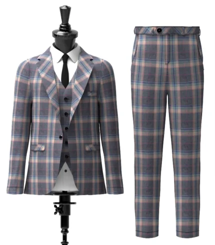 Harris Mist Tartan Suit Front