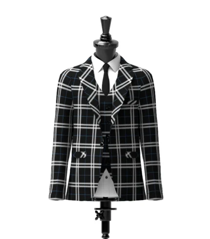 London Fog Black Tartan Jacket Front