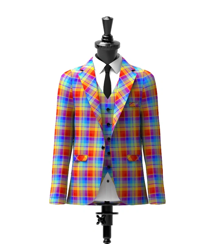 Rainbow Tartan Jacket Front Rainbow Tartan Jacket Front