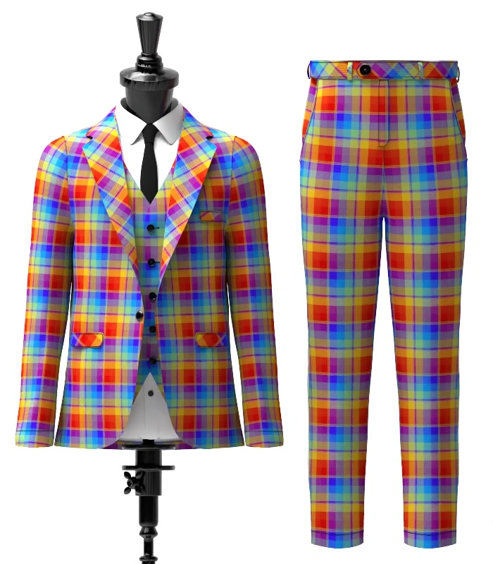 Rainbow Tartan Suit Front Rainbow Tartan Suit Front