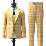 Ailsa Gold Tartan Suit Front