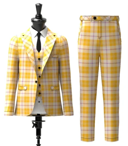 Ailsa Gold Tartan Suit Front