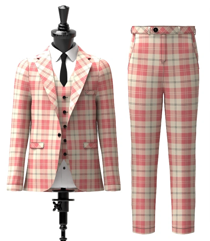 Ailsa Pink Tartan Suit Front Ailsa Pink Tartan Suit Front